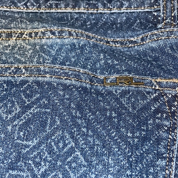 Ralph Lauren womens jeans 8 31 Blue white Pattern design stretch skinny mid rise - Picture 5 of 7